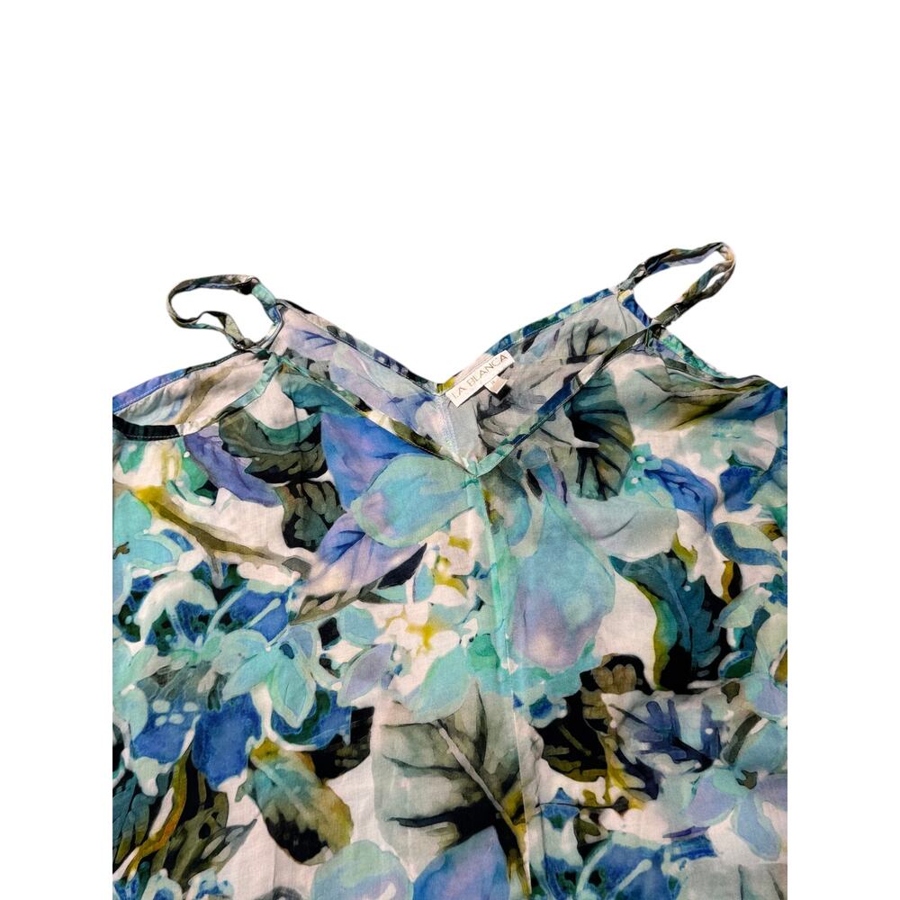 La Blanca Cover Up Dress Womens M Multicolor Watercolor Floral Handkerchief Hem - Picture 9 of 15